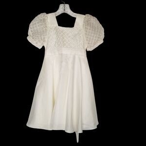 Vtg TikTak Girls Cream Lace Layered Holiday Flower Girl Dress Sz 5 Cottagecore